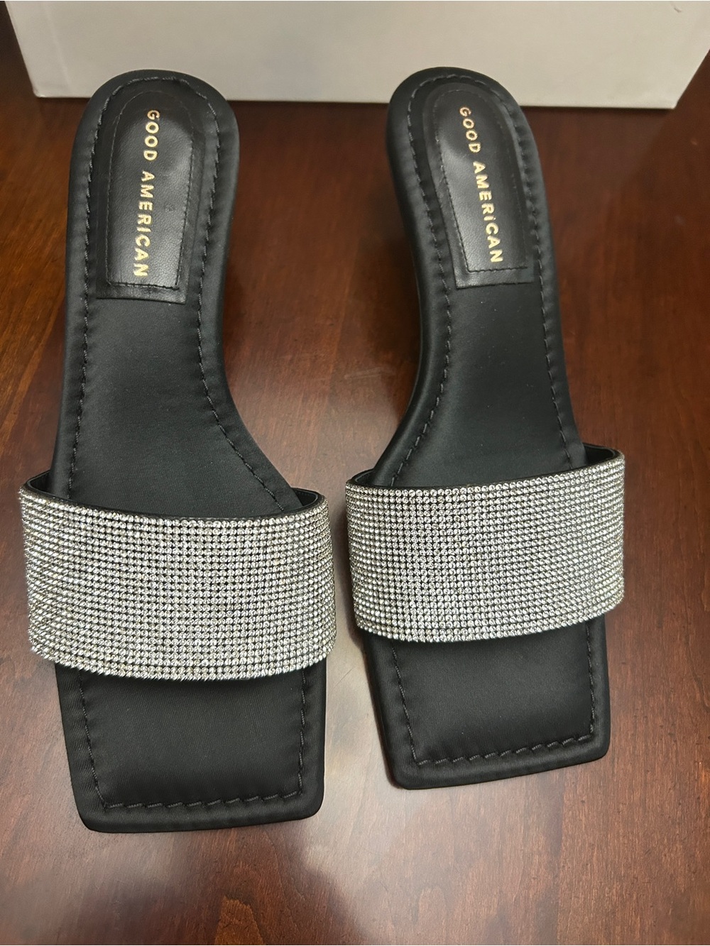 Good American Diamond Embellished Kitten Heels women sz 8